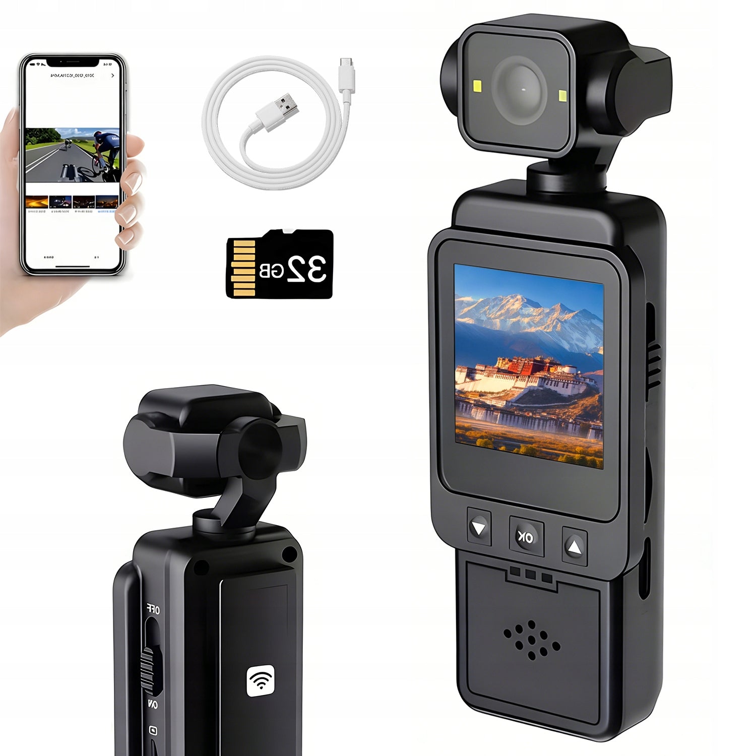 1080P SPORTS CAMERA WIFI 32GB TF O 360° 1000MAH MOTION DETECTION BLACK
