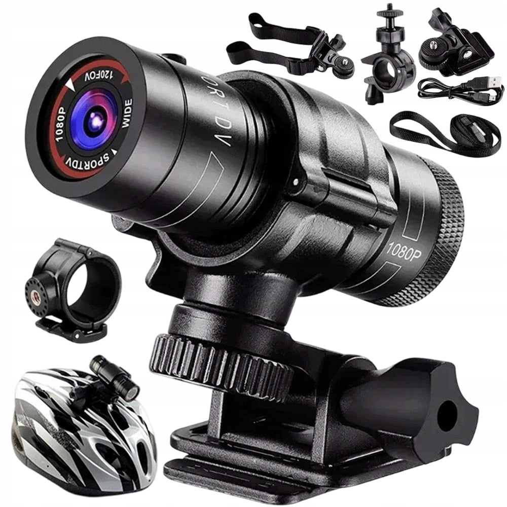 1080P WATERPROOF BICYCLE CAMERA WITH HELMET AND HANDLEBAR HOLDER