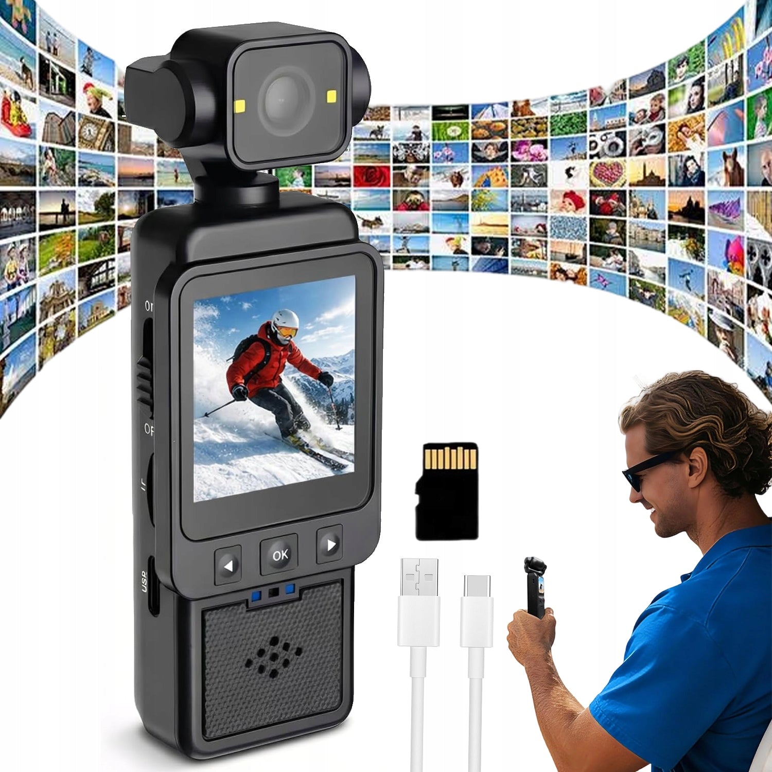 1080P WI-FI SPORTS CAMERA WITH 32GB MEMORY, MOTION DETECTION AND LCD