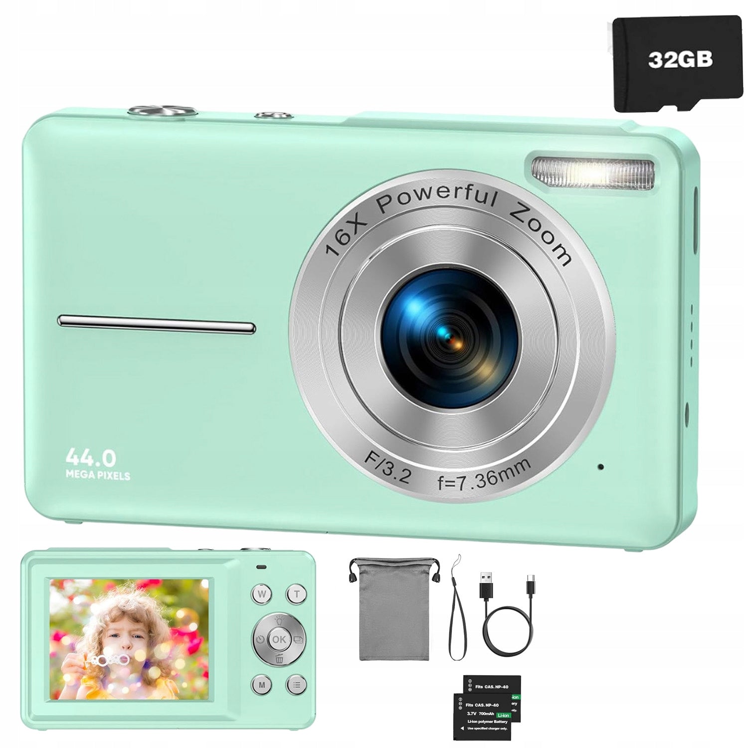 1080P ZOOM 16x DIGITAL CAMERA AND 44MP FILLING LAMP
