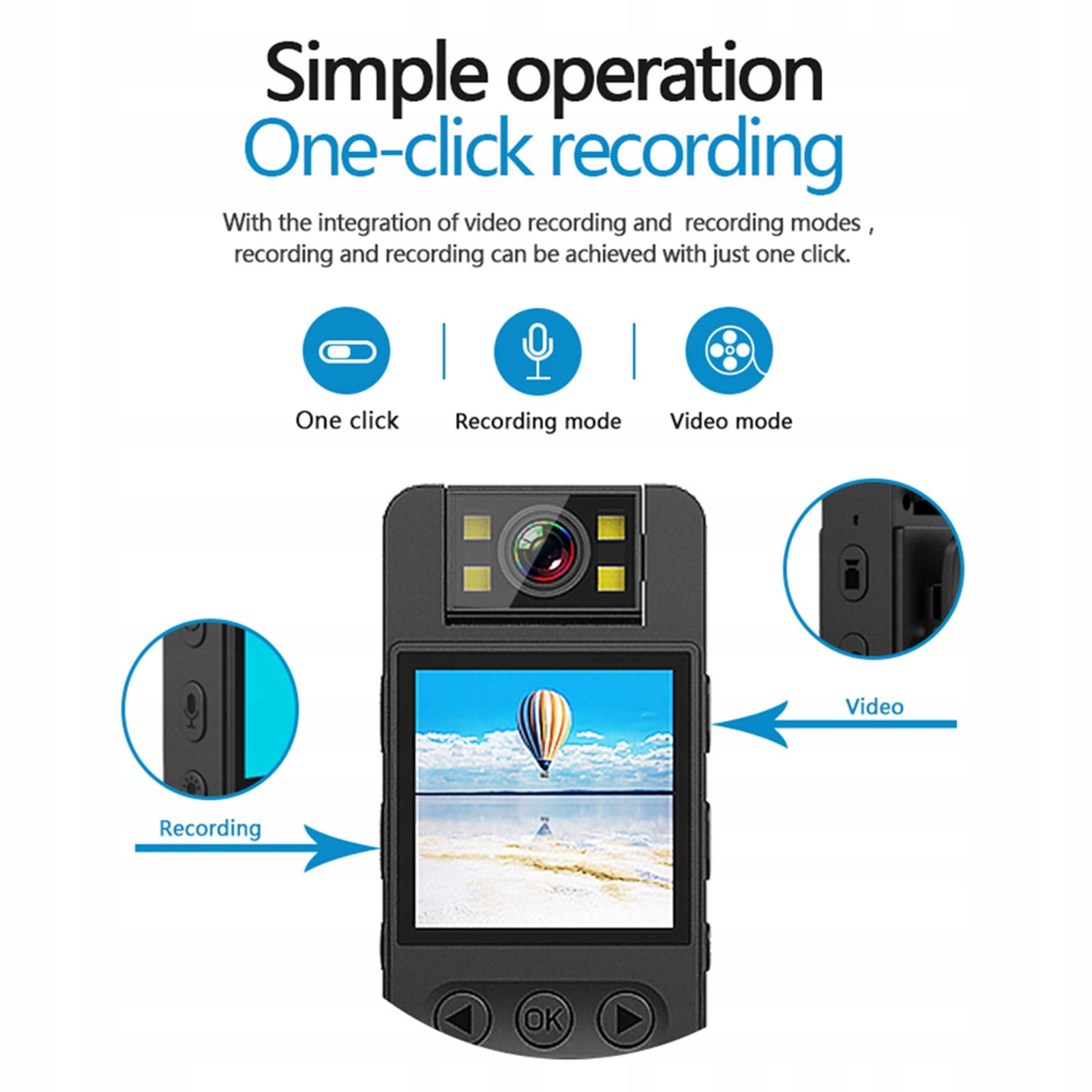 1080p HD camera with 180 degree audio and video recording 1D lens