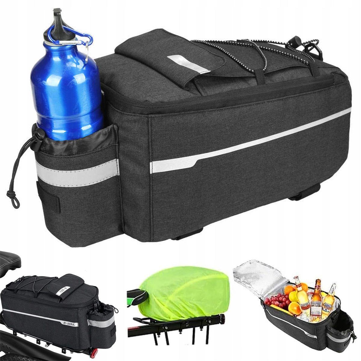 10L BICYCLE PANNIER FOR TRUNK WITH THERMAL REFLECTIVE SHOULDER STRAP