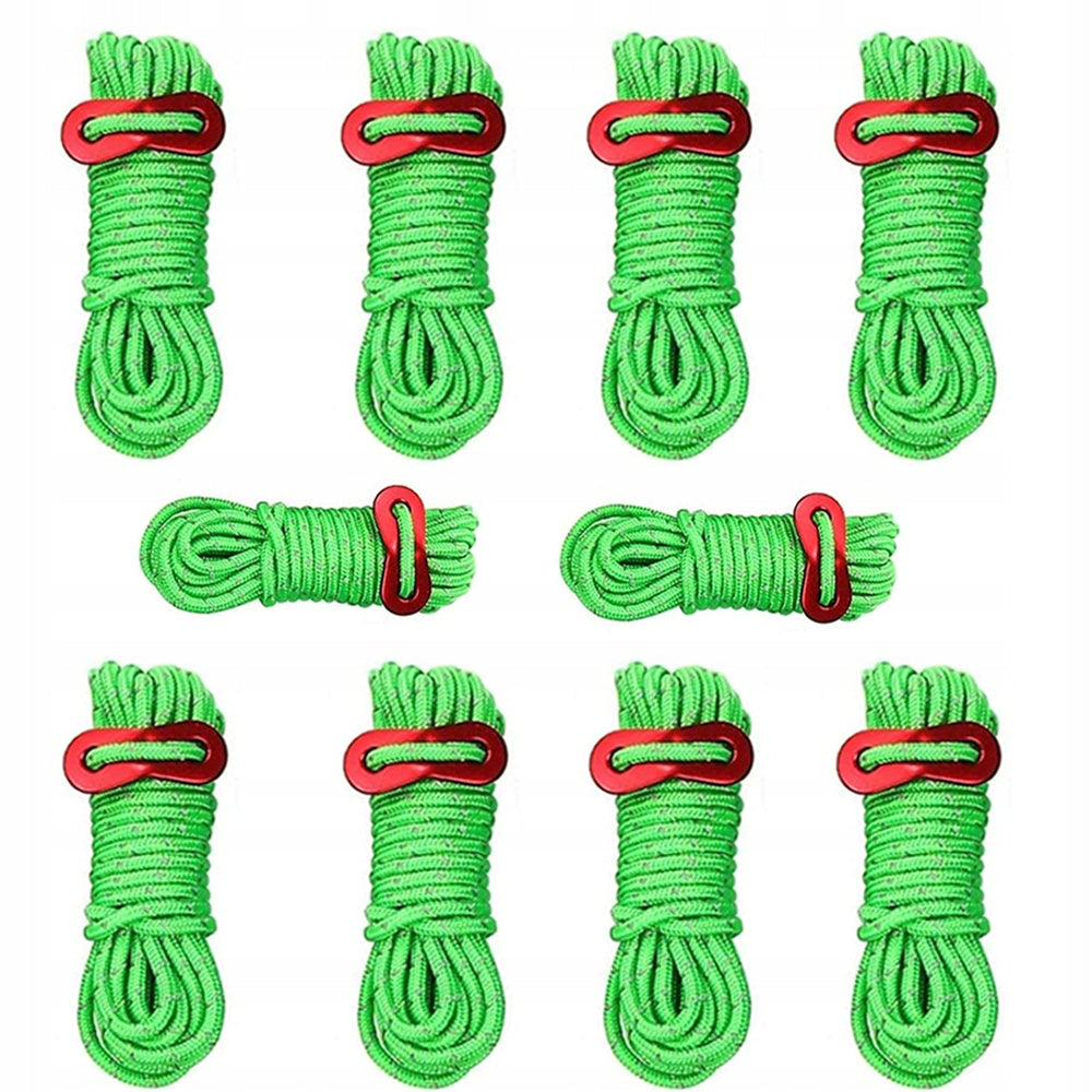 10PCS REFLECTIVE TENSION ADJUSTABLE STRINGS FOR 4M TENT