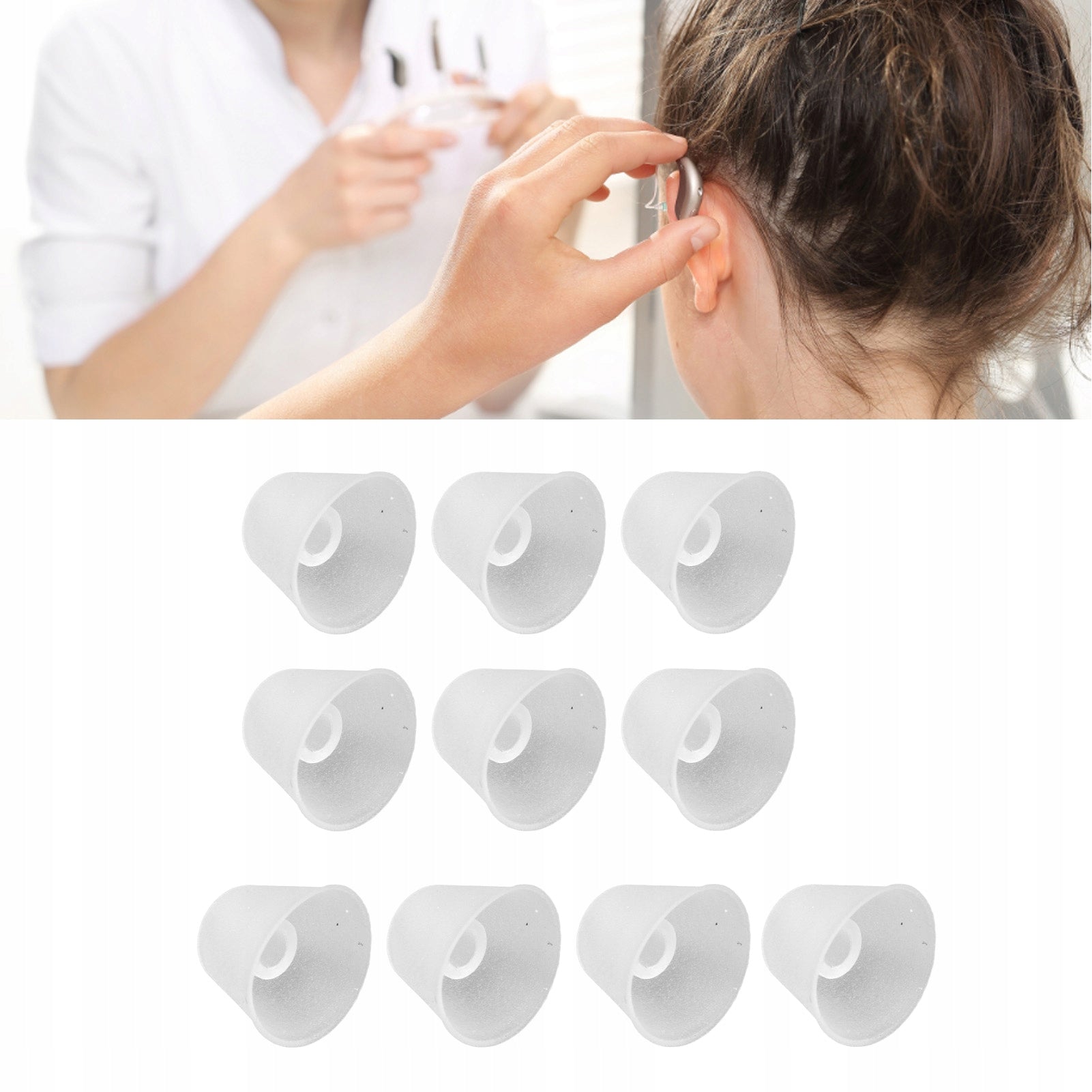 10PCS SILICONE EARBUDS FOR HEARING AID Packaging status original