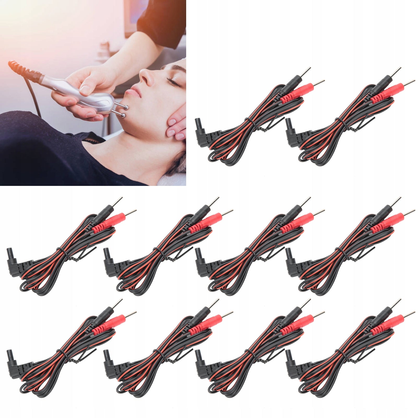 10PCS TENS ELECTRODE WIRE 2,35MM 1.2M 2-IN-1