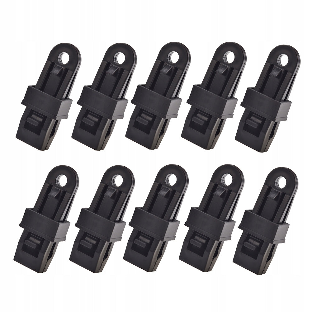 10Pcs Black Plastic Tent Clamps with Durable Alligator Clips for Camping