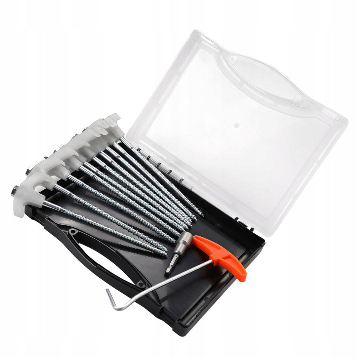 10Pcs Screw in Tent Pegs 8 inch with Storage Box Metal Portable Unbreakable Packaging status original