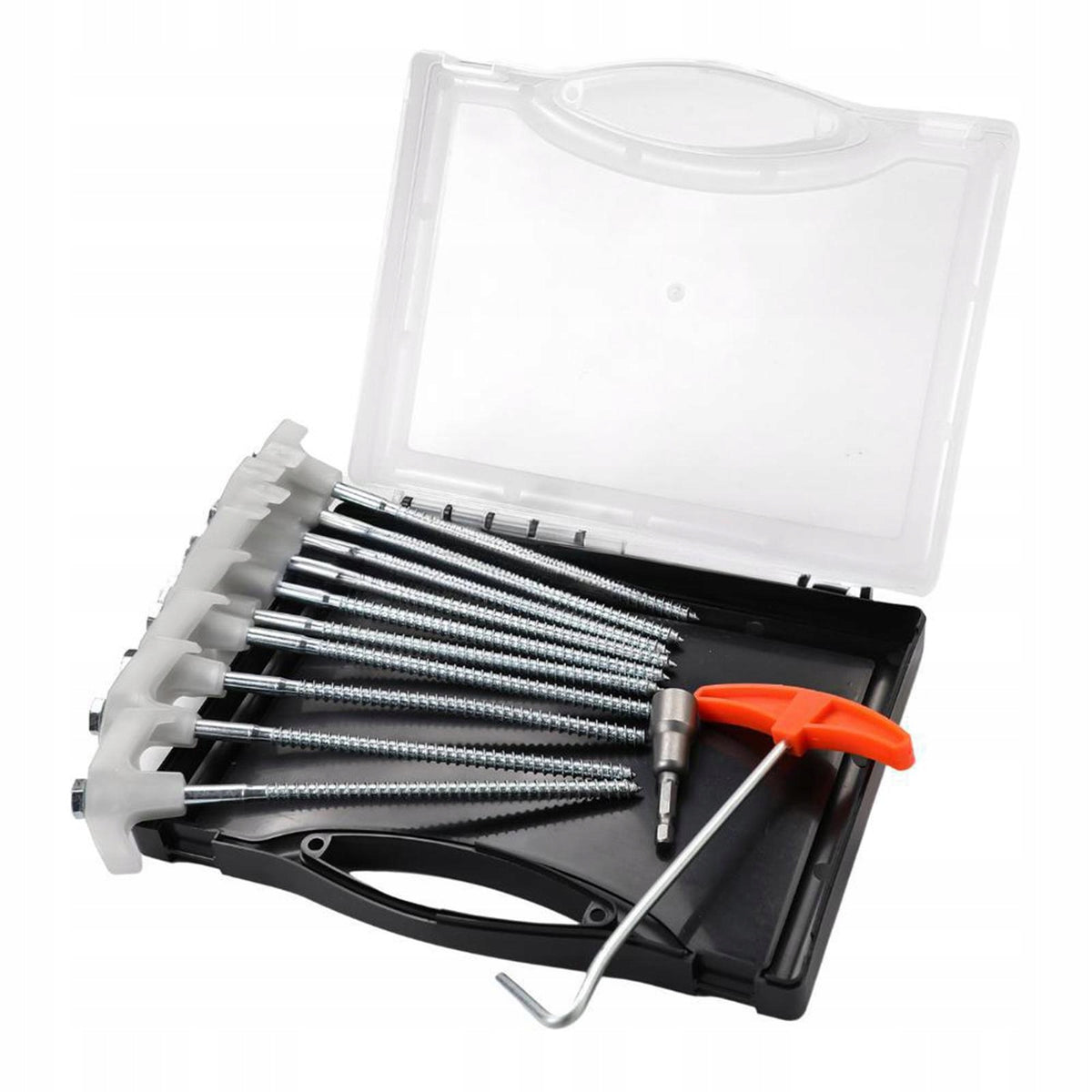 10Pcs Screw in Tent Pegs 8 inch with Storage Box Metal Portable Unbreakable