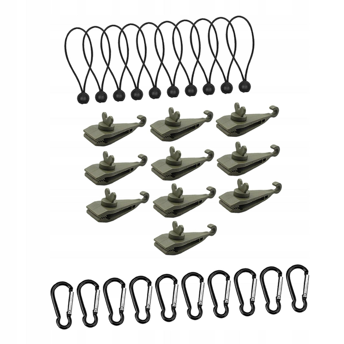 10Pcs Tarp Clips with Bungee Cords with Carabiners Canopy Clips for Style A