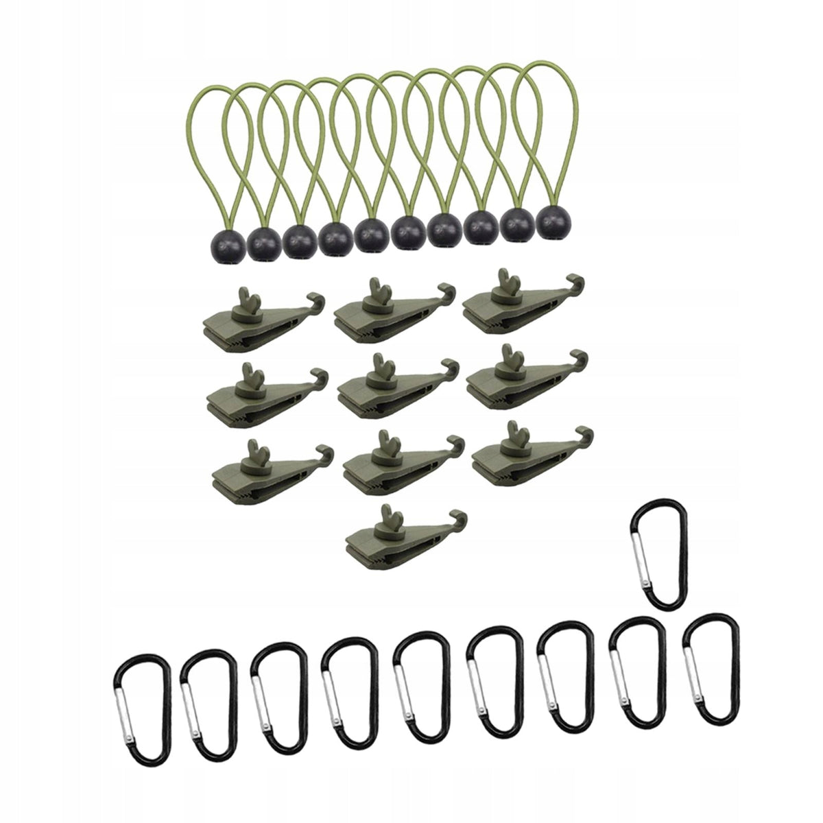 10Pcs Tarp Clips with Bungee Cords with Carabiners Canopy Clips for Style F