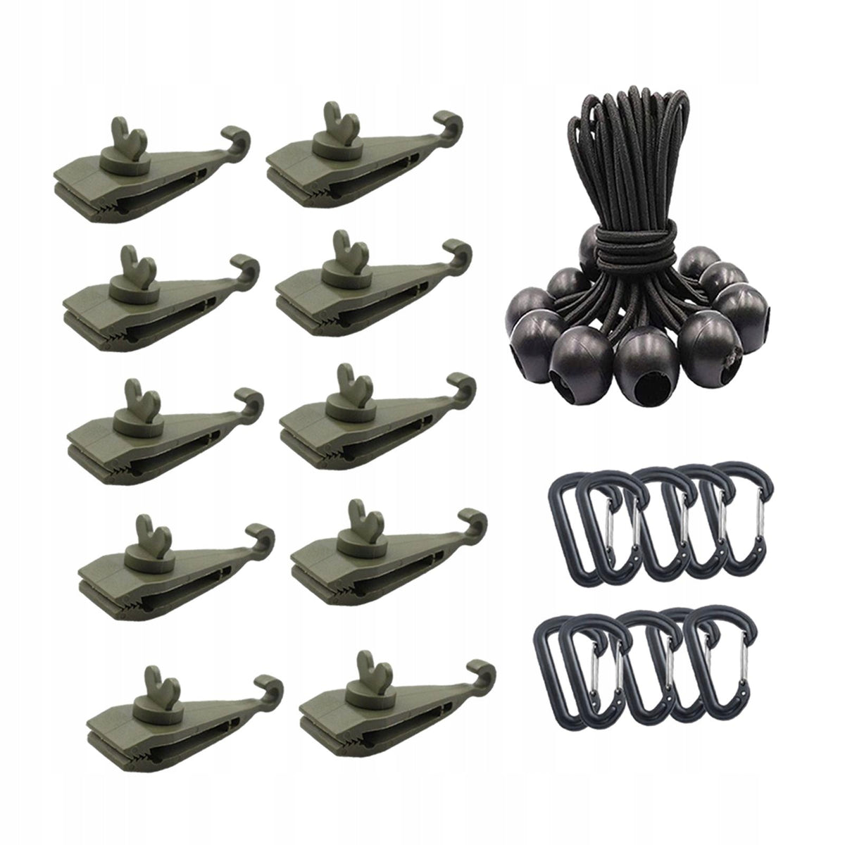 10Pcs Tarp Clips with Bungee Cords with Carabiners Canopy Clips for Style I