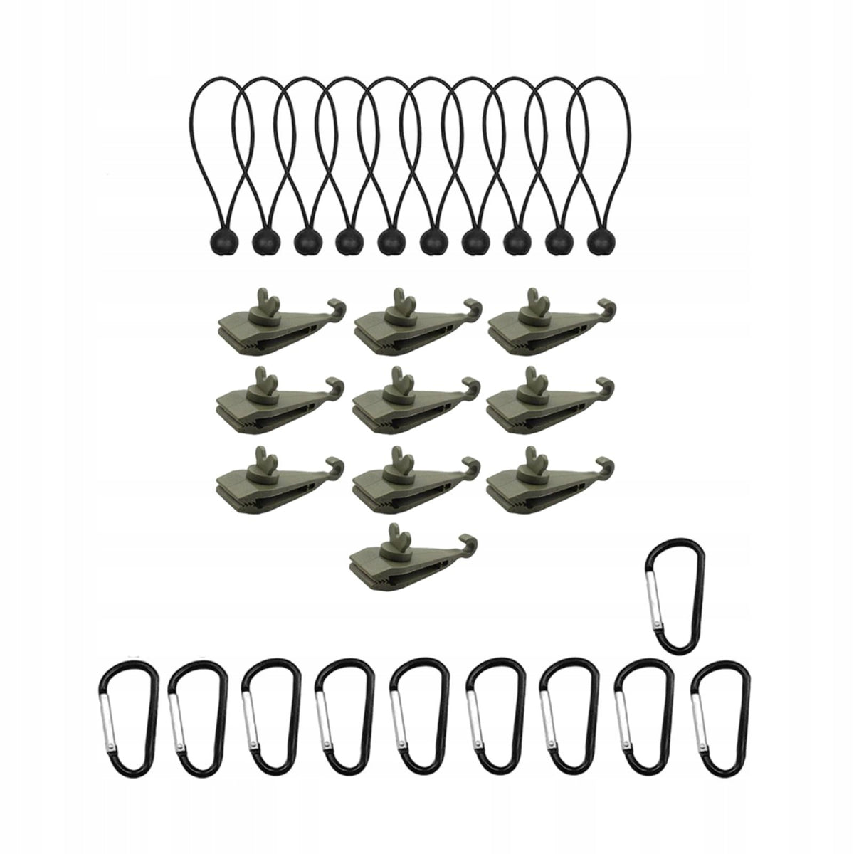 10Pcs Tarp Clips with Carabiners with Bungee Cords Canopy Clips for Style B