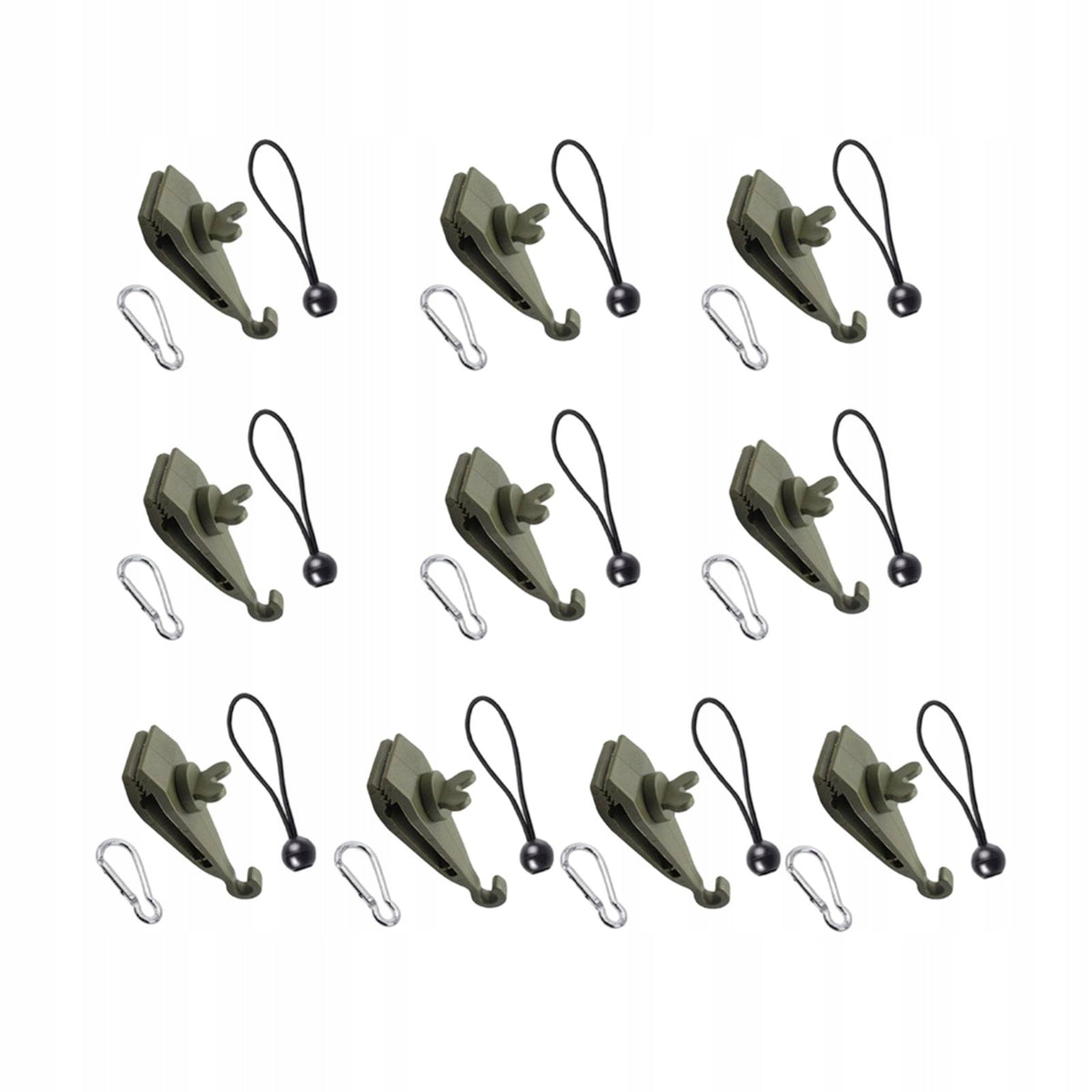 10Pcs Tarp Clips with Carabiners with Bungee Cords Canopy Clips for Style D