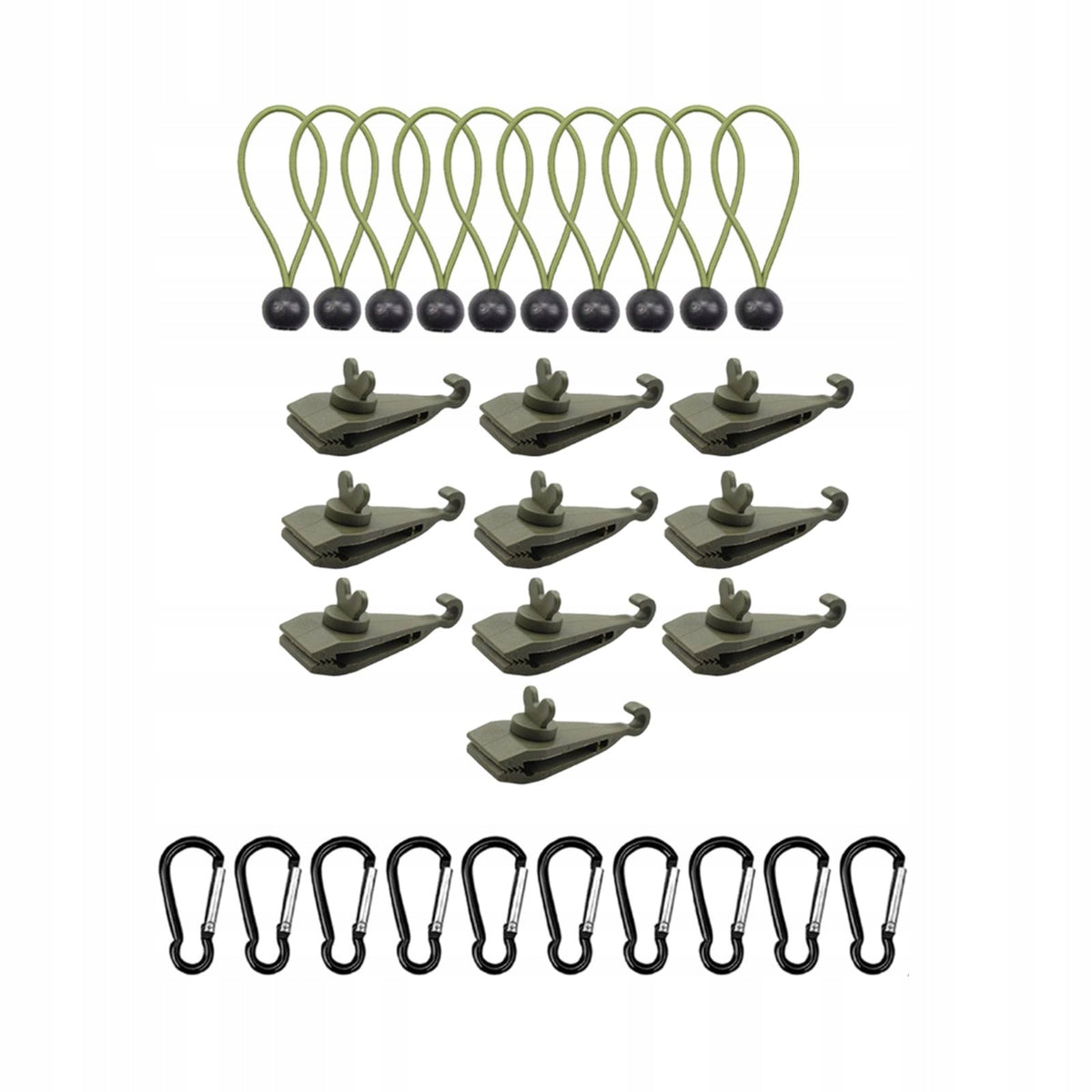 10Pcs Tarp Clips with Carabiners with Bungee Cords Canopy Clips for Style E