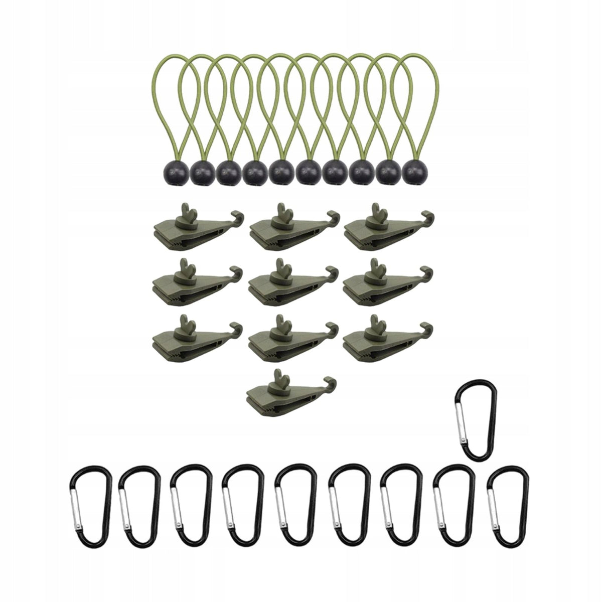 10Pcs Tarp Clips with Carabiners with Bungee Cords Canopy Clips for Style F