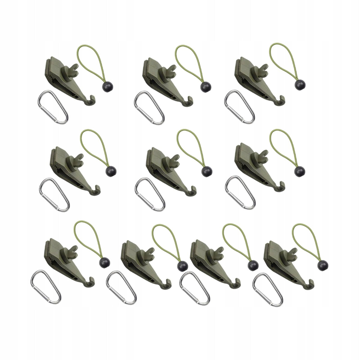 10Pcs Tarp Clips with Carabiners with Bungee Cords Canopy Clips for Style G
