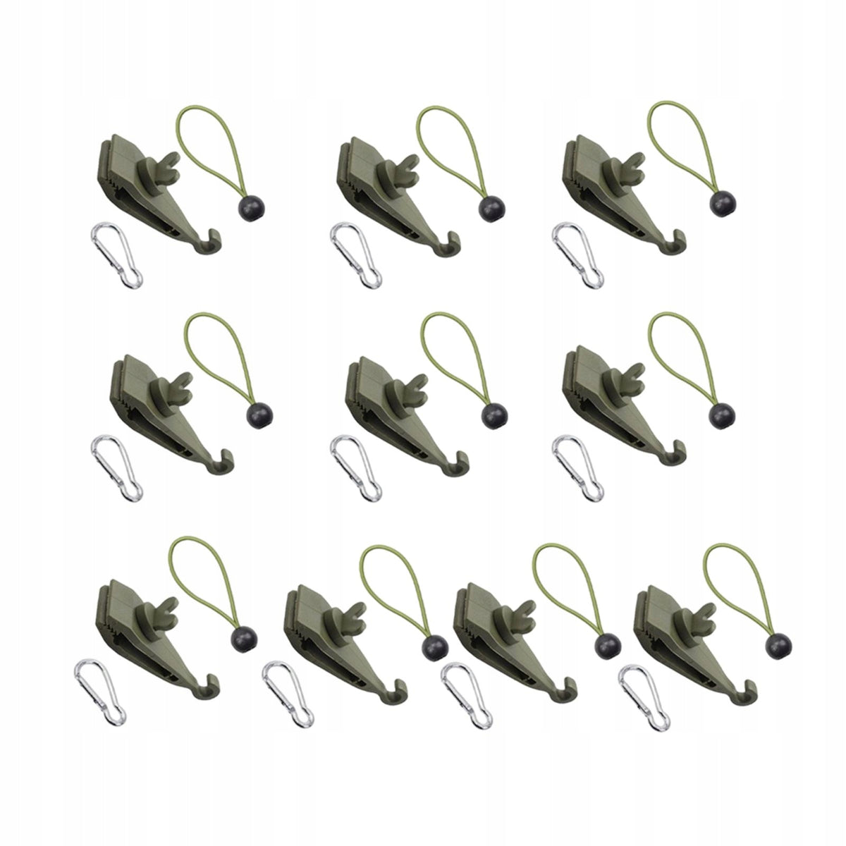10Pcs Tarp Clips with Carabiners with Bungee Cords Canopy Clips for Style H