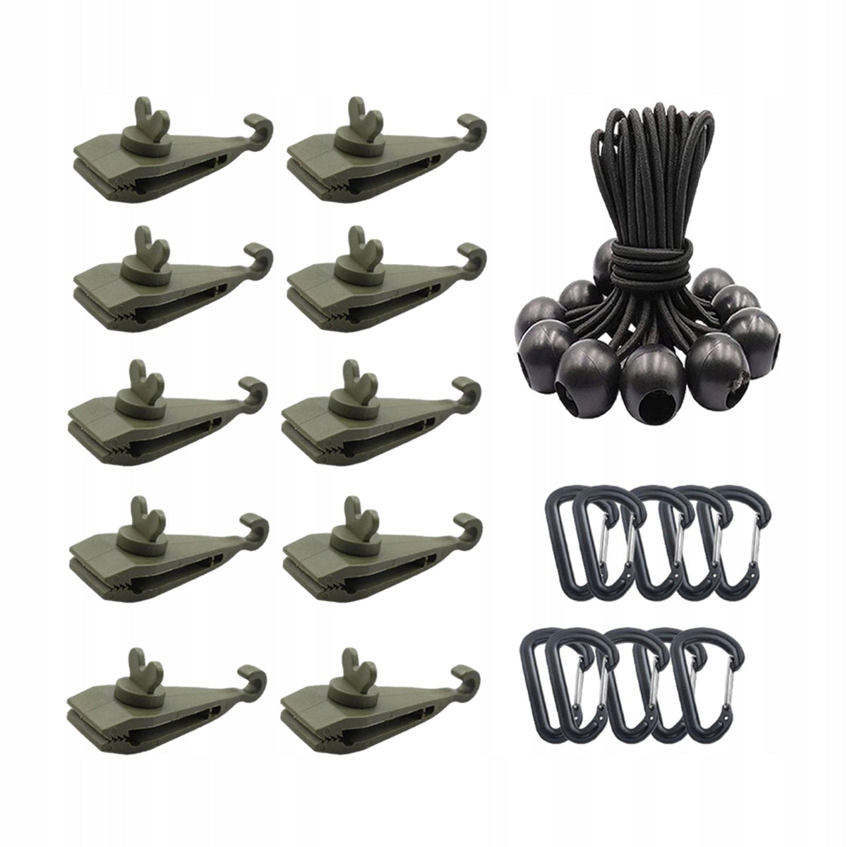 10Pcs Tarp Clips with Carabiners with Bungee Cords Canopy Clips for Style I