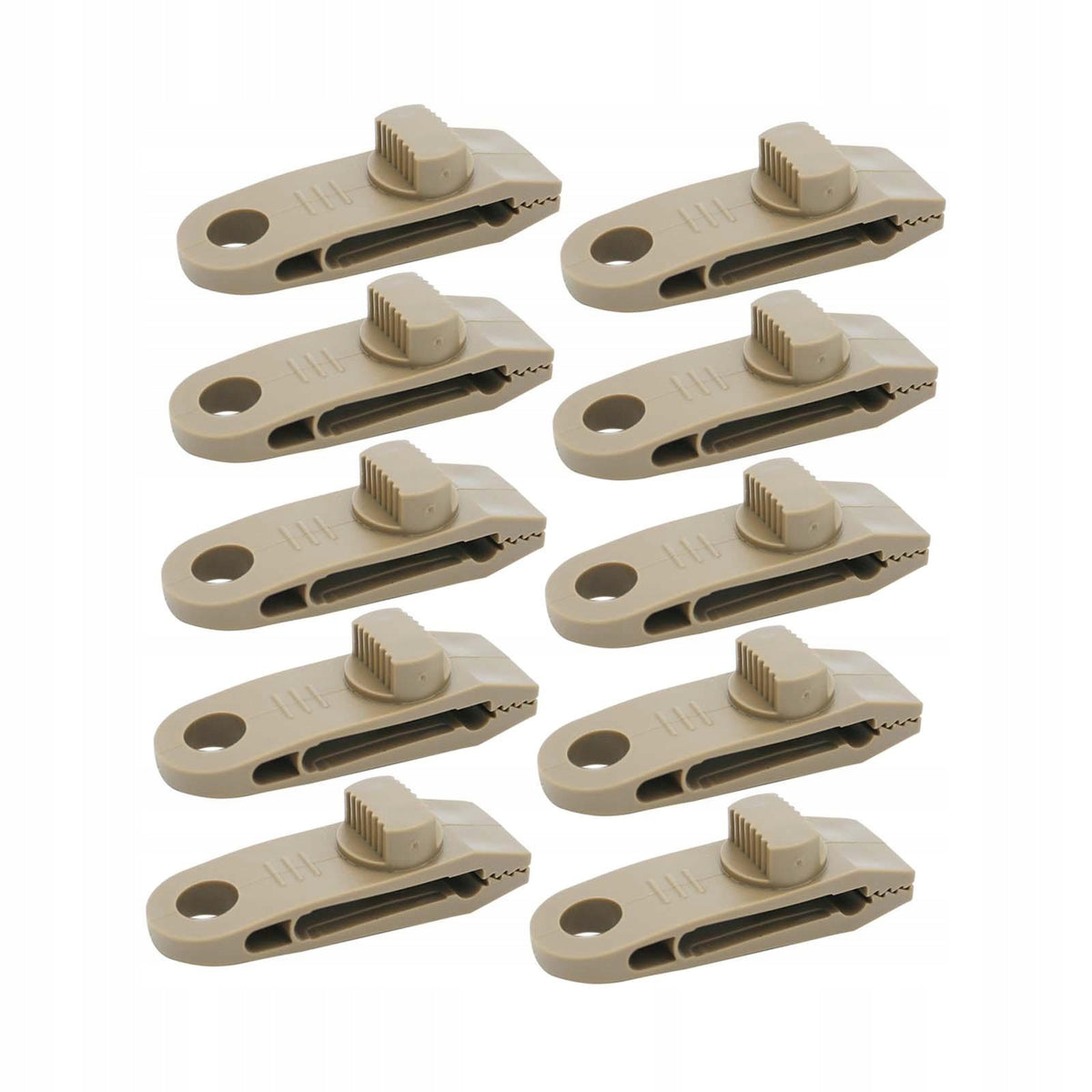 10Pcs Tent Clamps Adjustable Rotation Tightness Windproof Light Brown Packaging status original