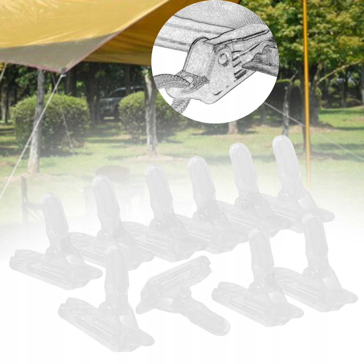 10Pcs Tighten Lock Grip Fasteners Bungee Cord Clip Tarp Clips for clear