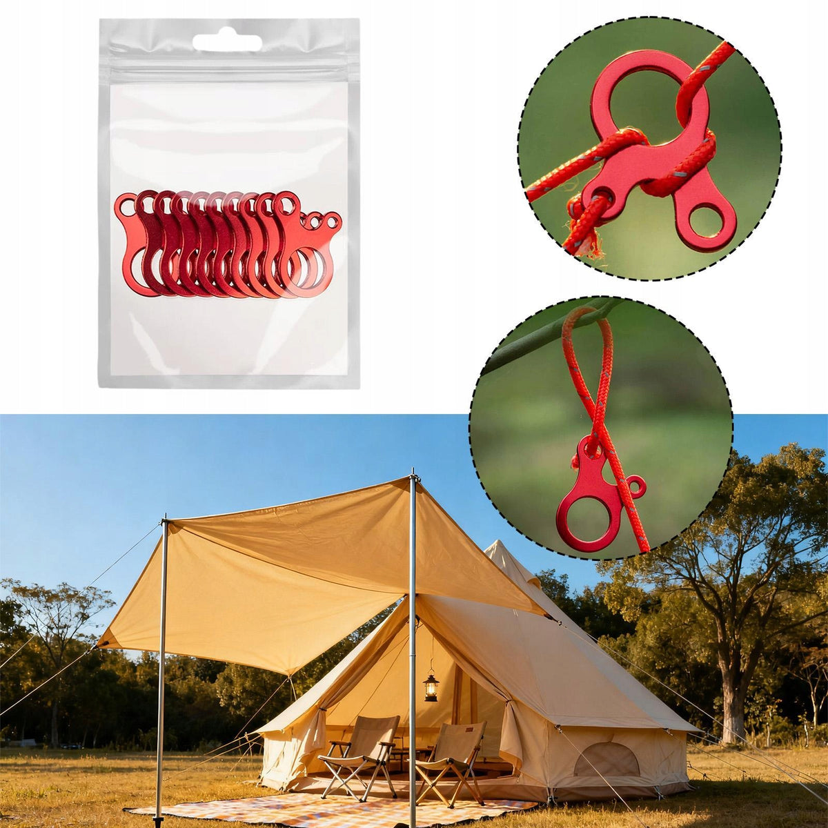 10Pcs guyline Tensioners,Wind Rope Buckle Replacement Cord Adjusters Red