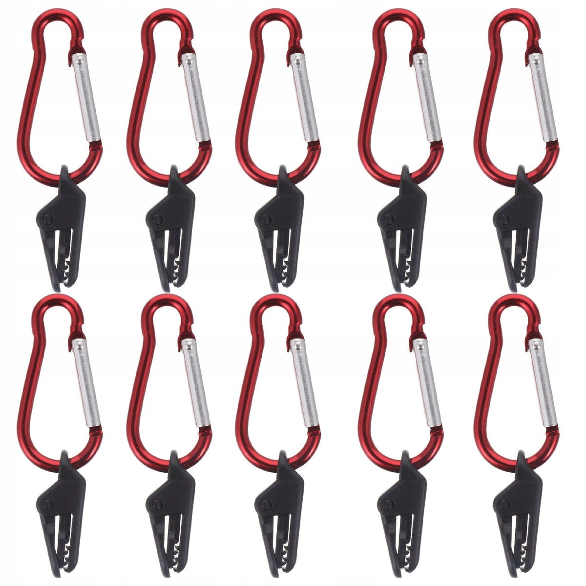 10SETS RED PLASTIC TARP CLIPS WITH PUSH CLAMP FOR CAMPING TENTS