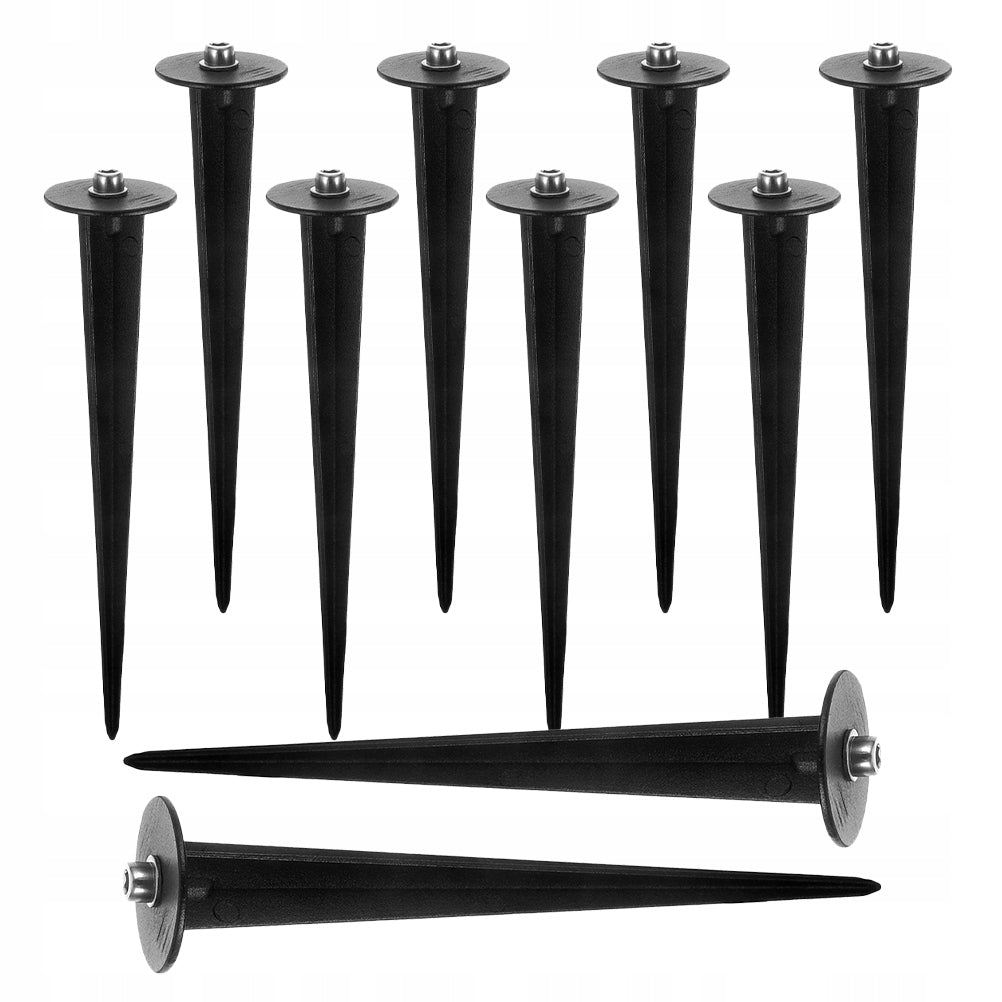 10SZT ZESTAW KOŁKÓW DO LAMP OGRODOWYCH Z ALUMINIUM CZARNE