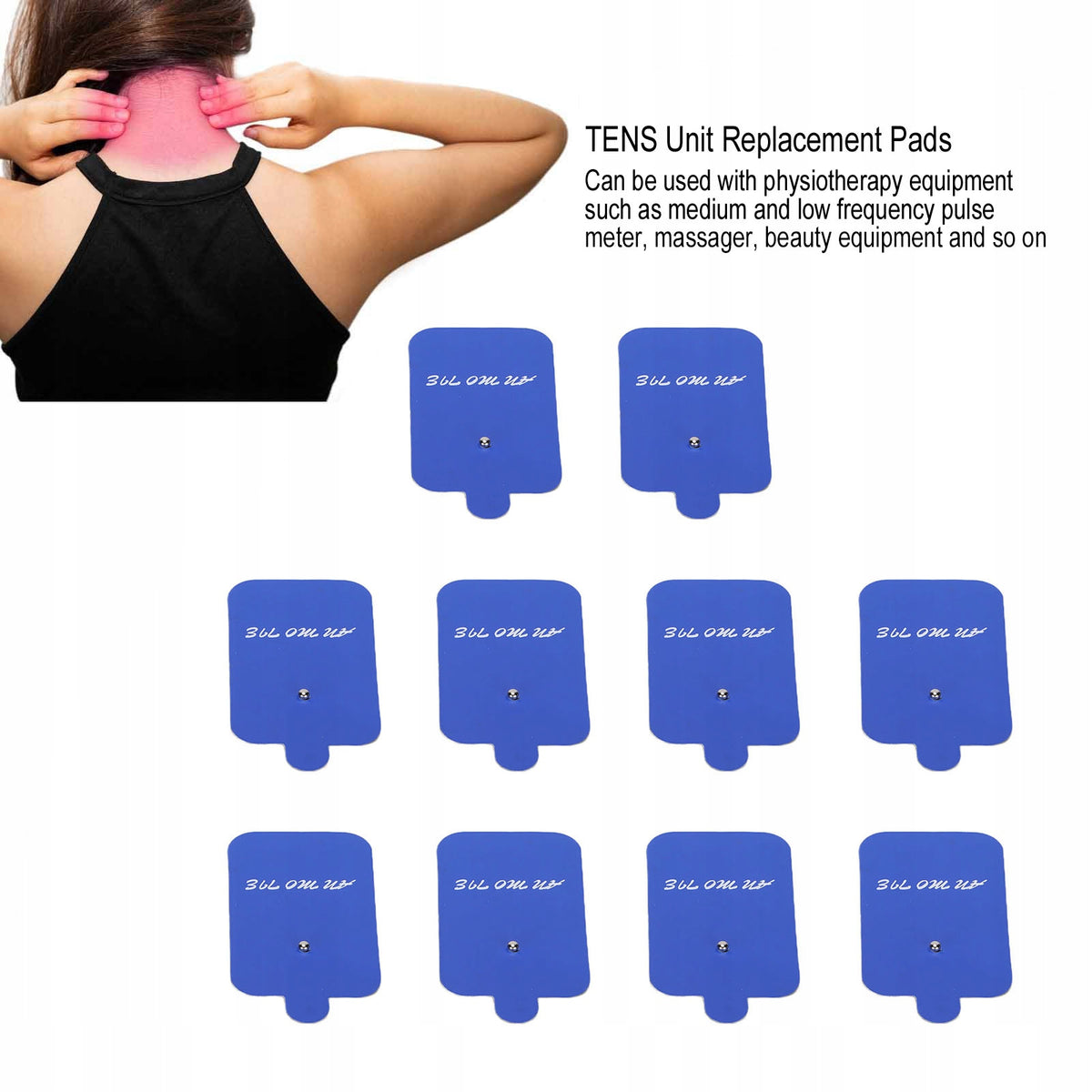 10X GEL ELECTRODE ELECTROSTIMULATOR TENS Batteries included no