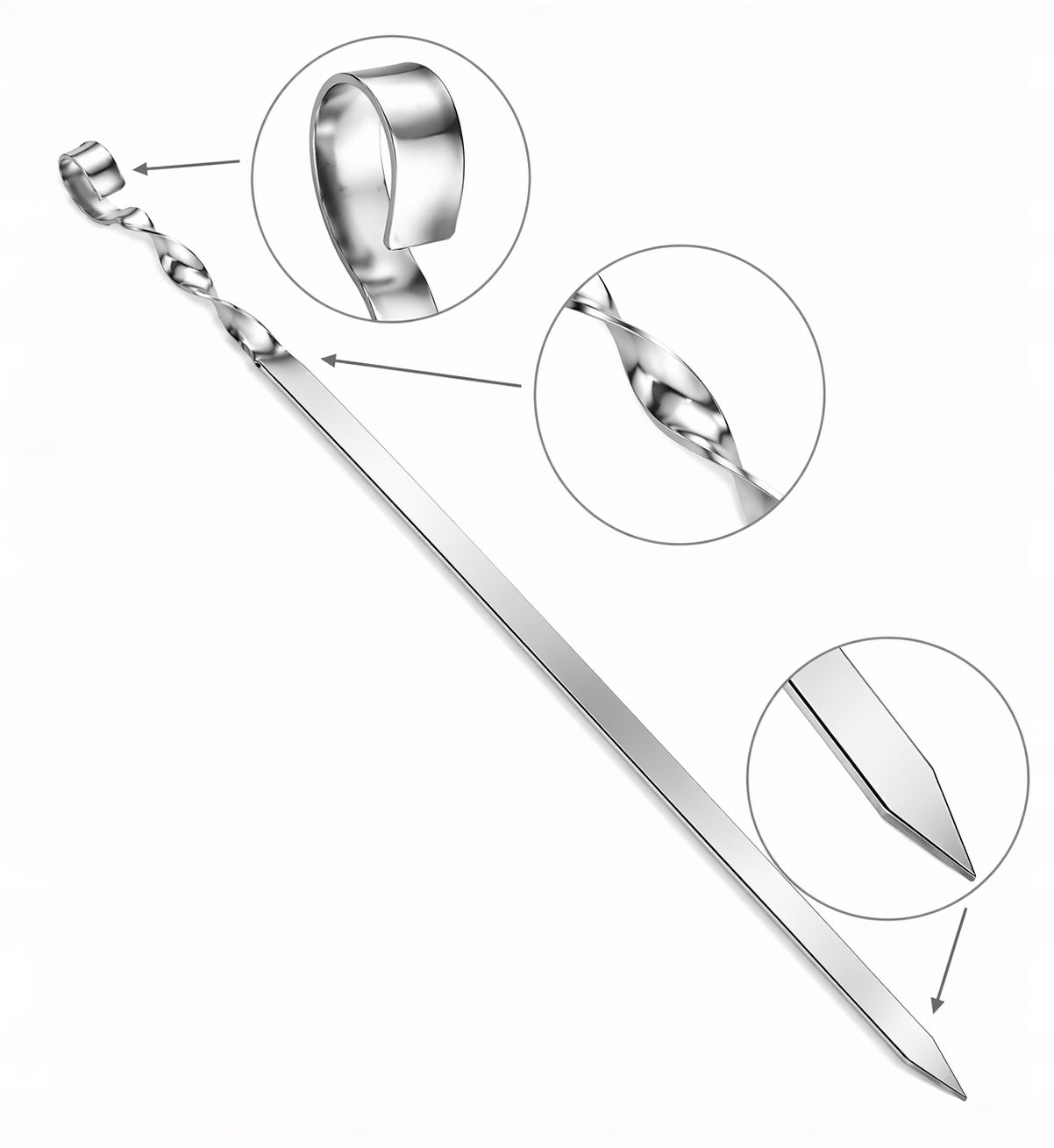 10X SKEWERS STAINLESS STEEL CHAMPAGNE 450/10/1.5 MM WIDE Manufacturer no brand