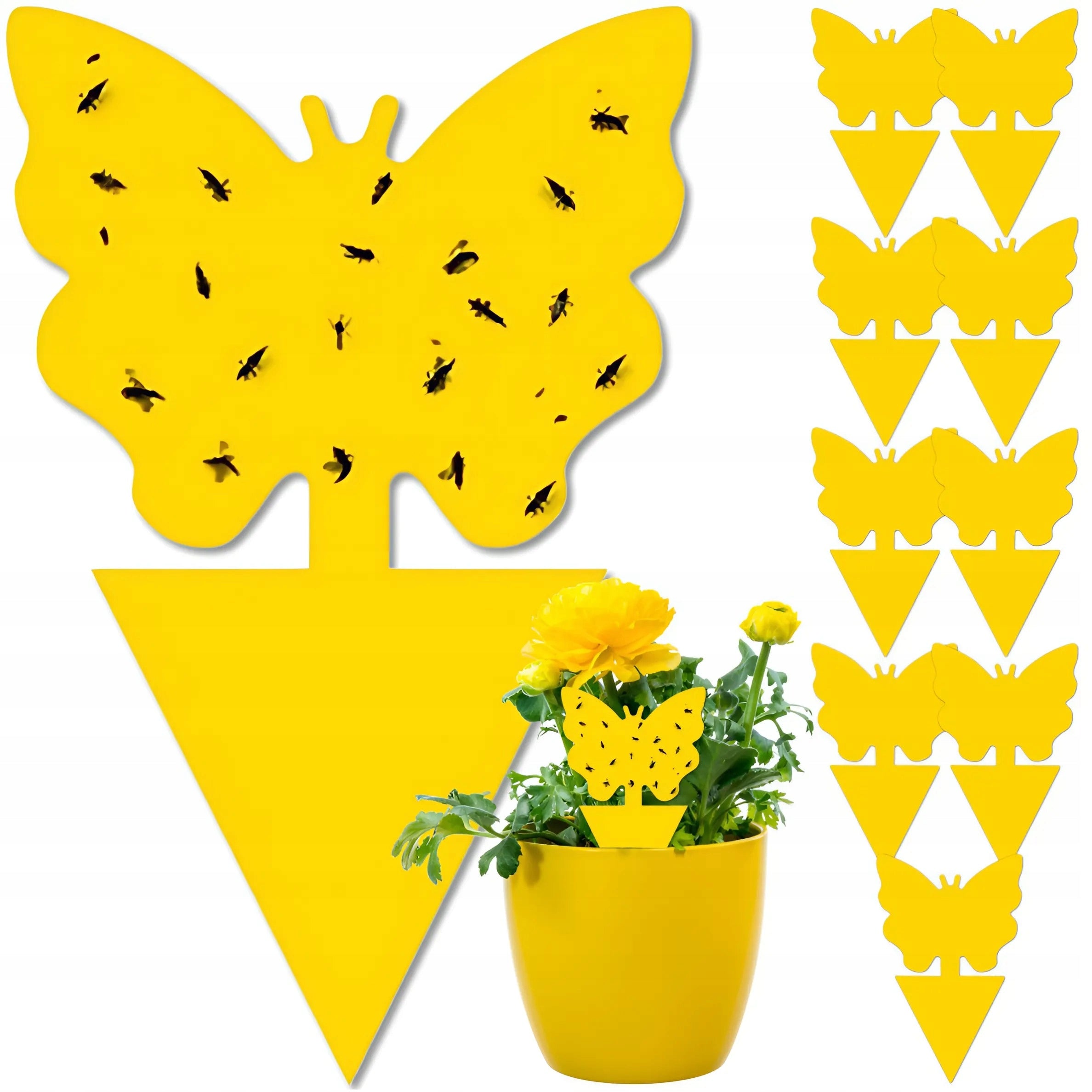 10X YELLOW STICKS FOR POT INSECT POTS EARTHWORM FRUIT BOW TIES