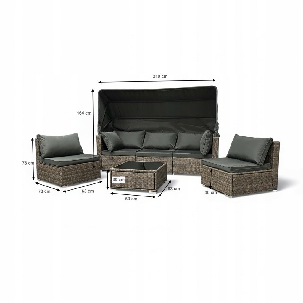 Sodo baldų komplektas SFS0101 MTG, šviesiai ruda kampinė sofa