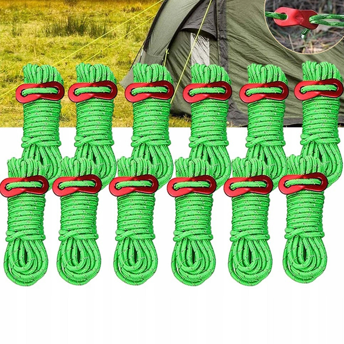 10pcs Reflective Tension Cords for Gazebo Tent, String Tensioner