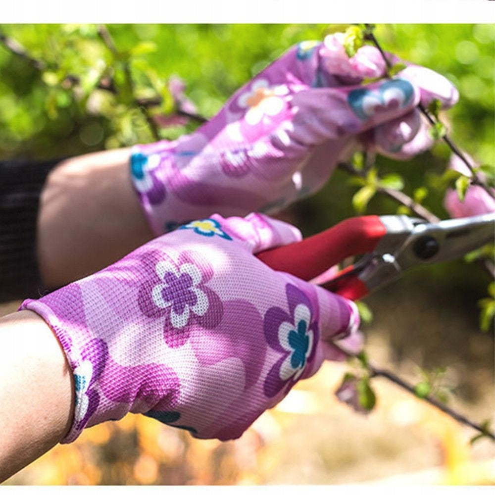 10x GARDEN GLOVES WOMEN'S GLOVES WITH FLOWERS COLORFUL FOR GARDEN 8-M Packaging status original