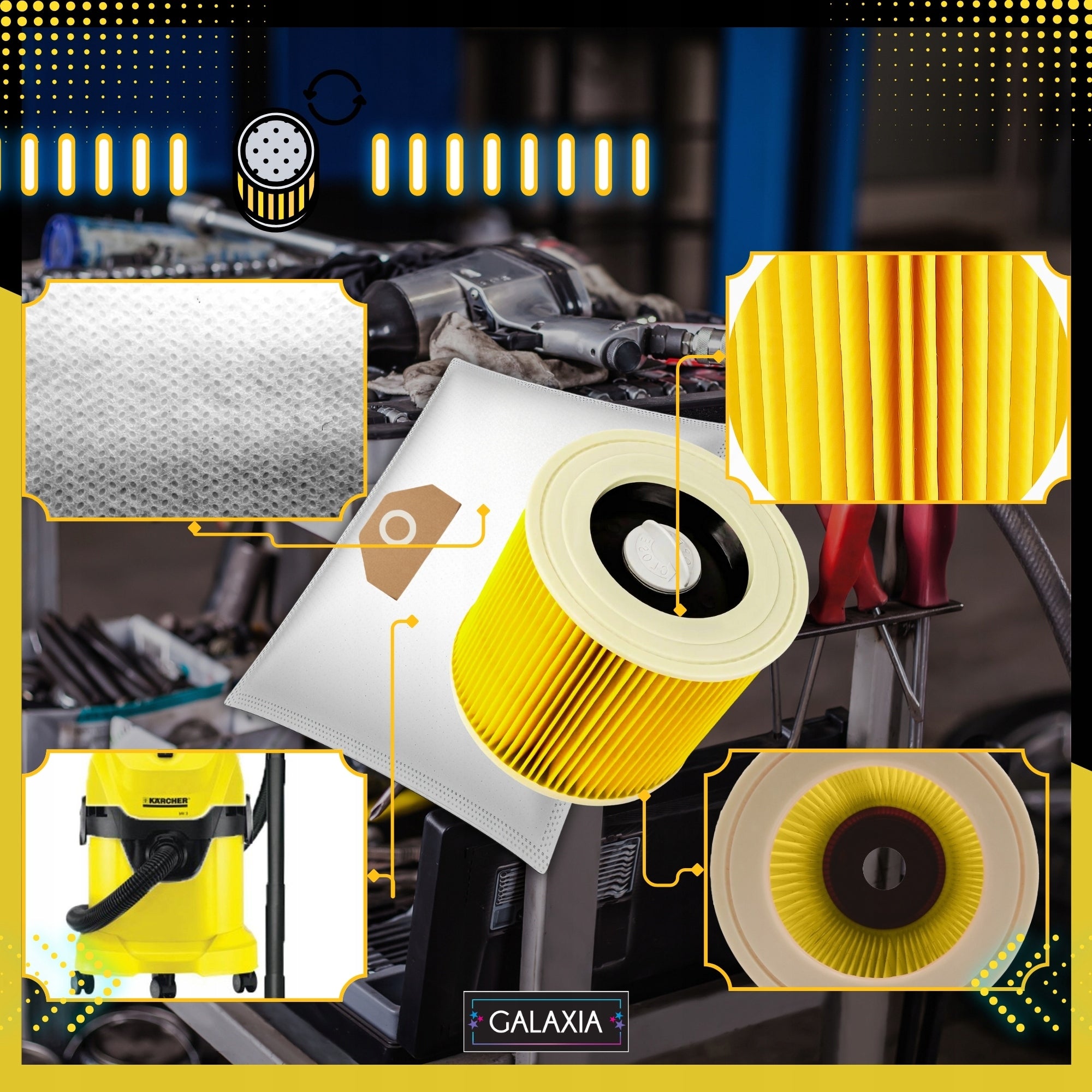 10x KARCHER WD3 VACUUM CLEANER BAGS WD 3 WD WD 6 SE 4001 Plus FILTER Manufacturer GALAXIA