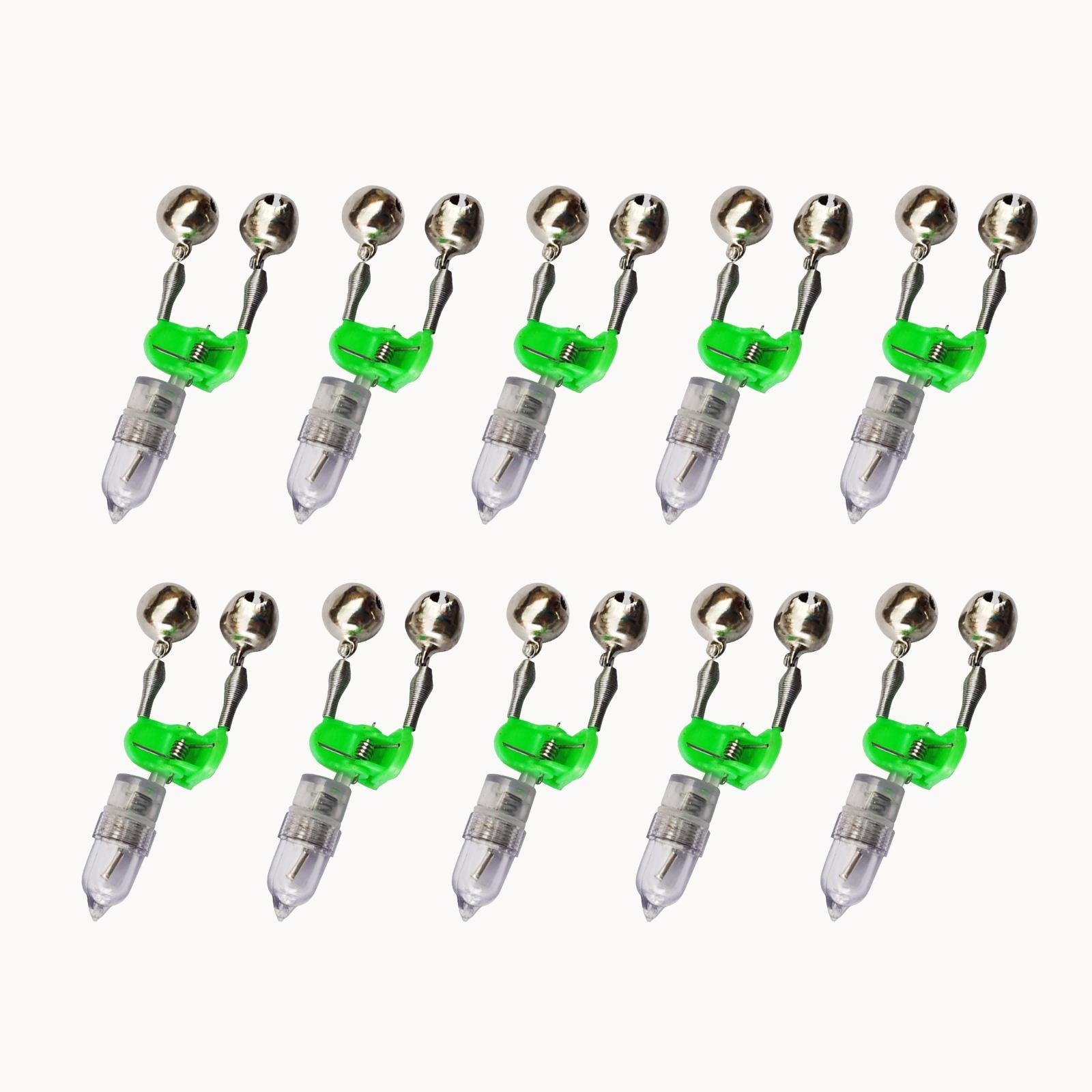 10x LED Dual Bells Night Fishing Alarm Dual Bells Ring Fishing Rod Alarm Kind mechanical