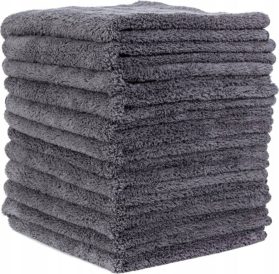 10x MICROFIBER CLOTH 40x40 CM 320GSM FOR CAR DETAILING GREY