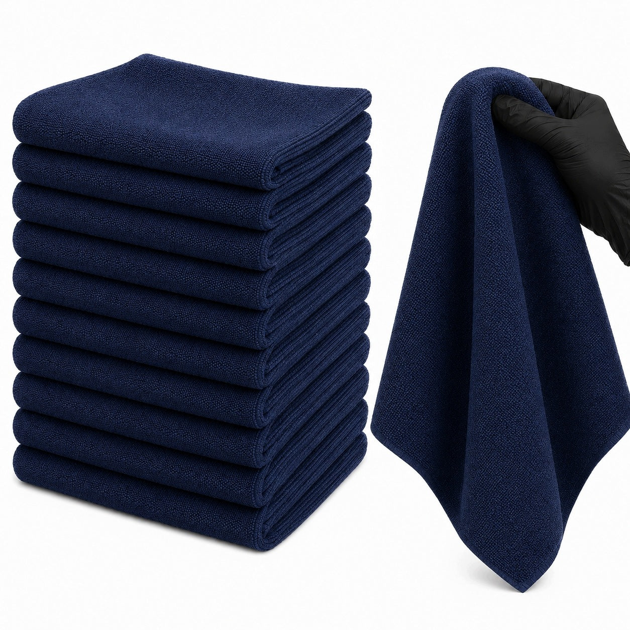 10x MICROFIBER SEAMLESS 40x40 320GSM CAR CLOTH DETAILING BLUE