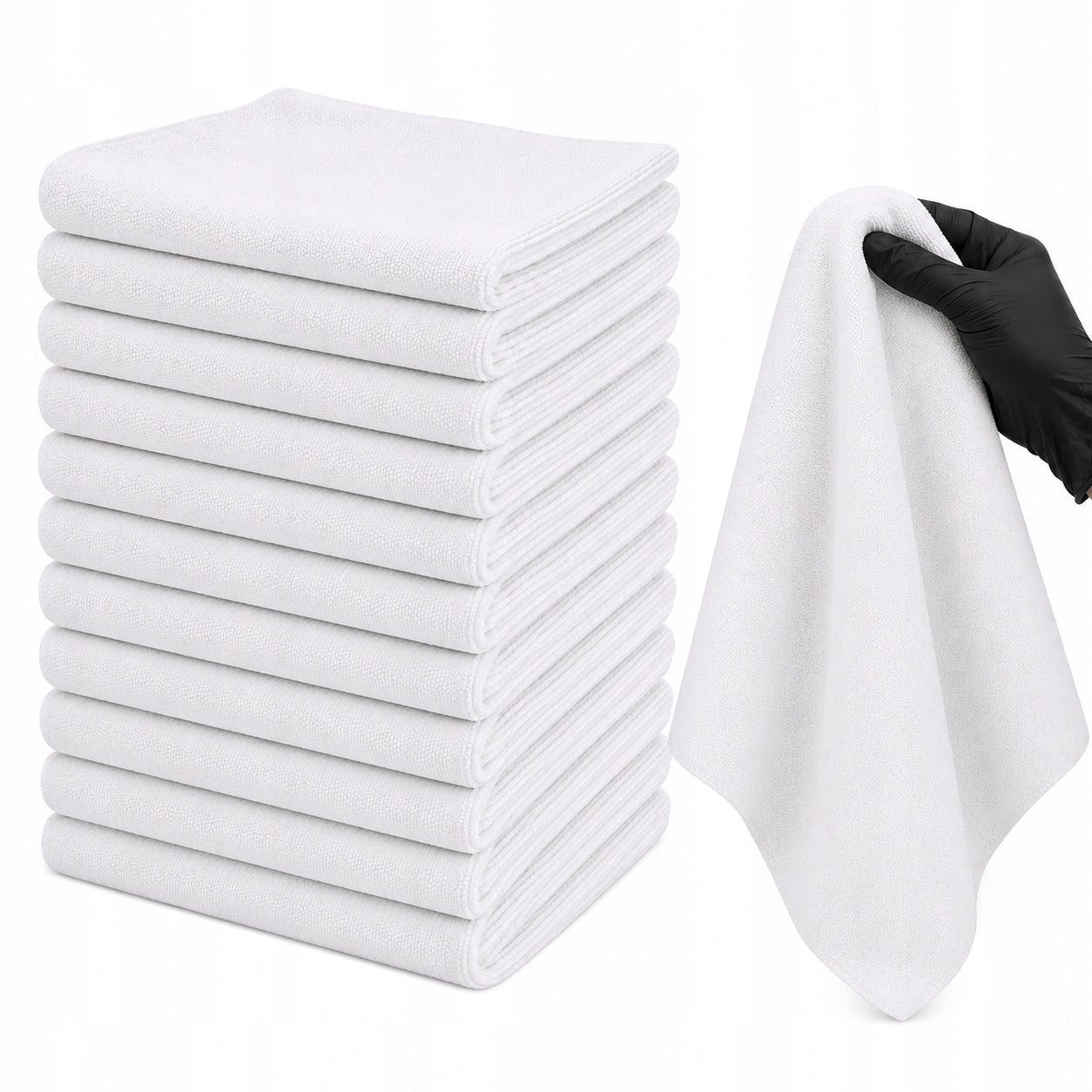 10x MICROFIBER SEAMLESS 40x40 320GSM CLOTH FOR CAR DETAILING WHITE