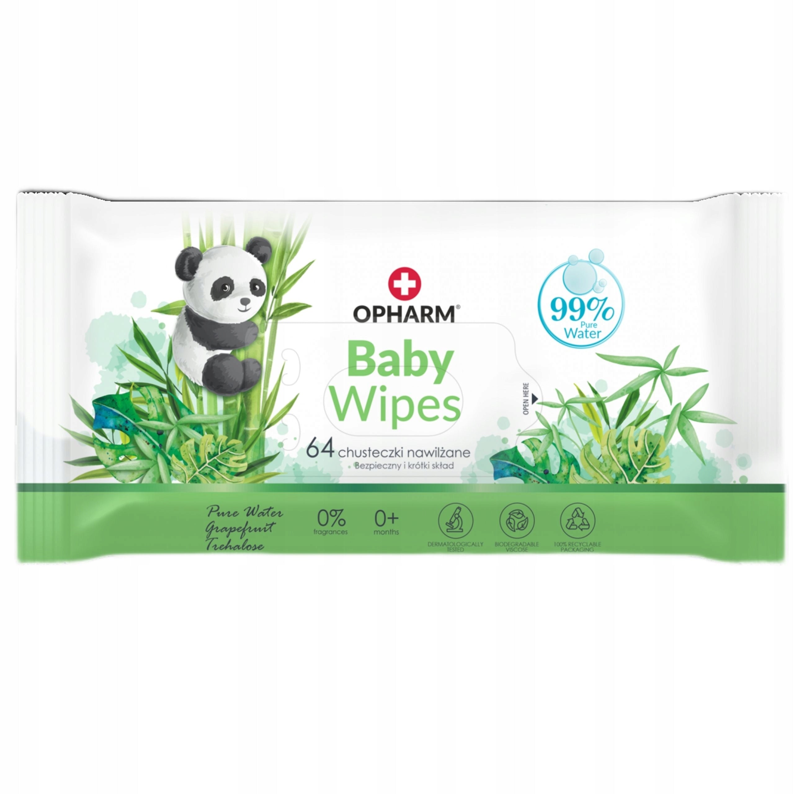 10x NATURAL WET WIPES FOR CHILDREN AND INFANTS 64 pcs 99% WATER Manufacturer code 5904302084201
