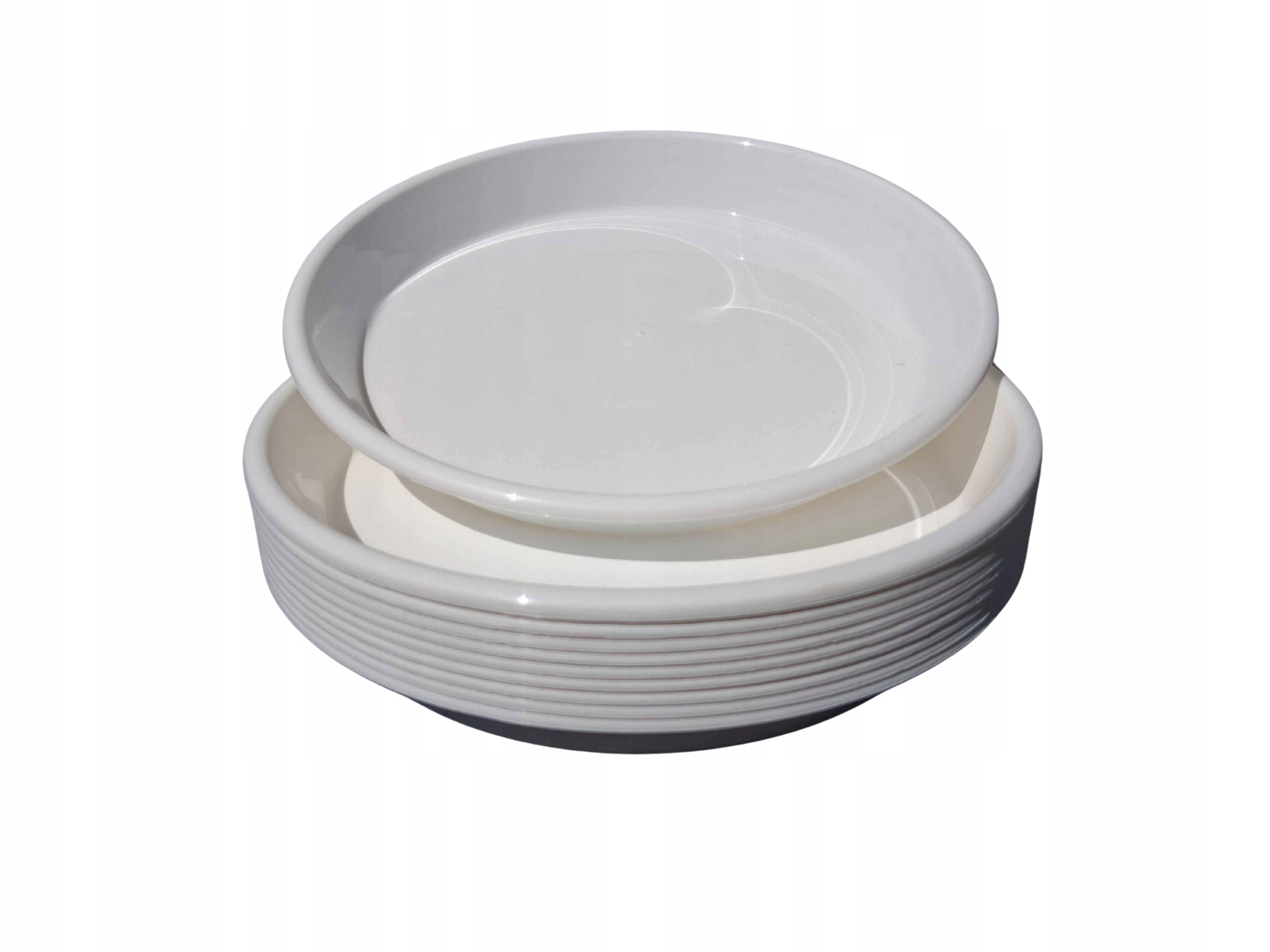 10x POT STAND 20cm White Round Plastic Stands Set