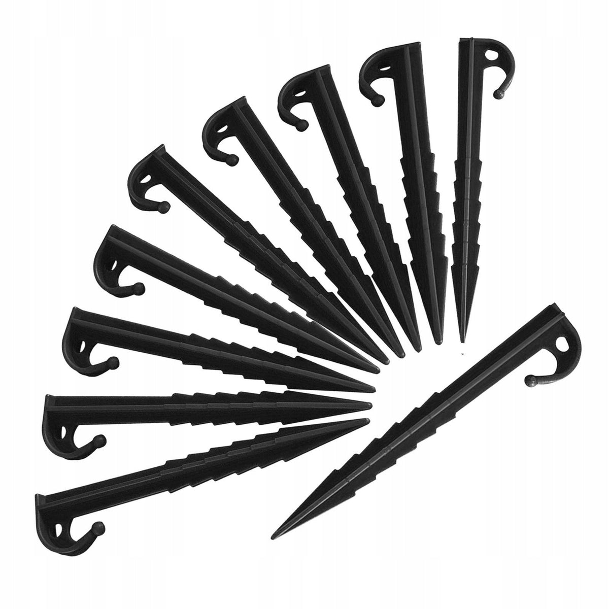 10x Portable Tent Pegs Stake Set Ground Nails Windproof Durable Black