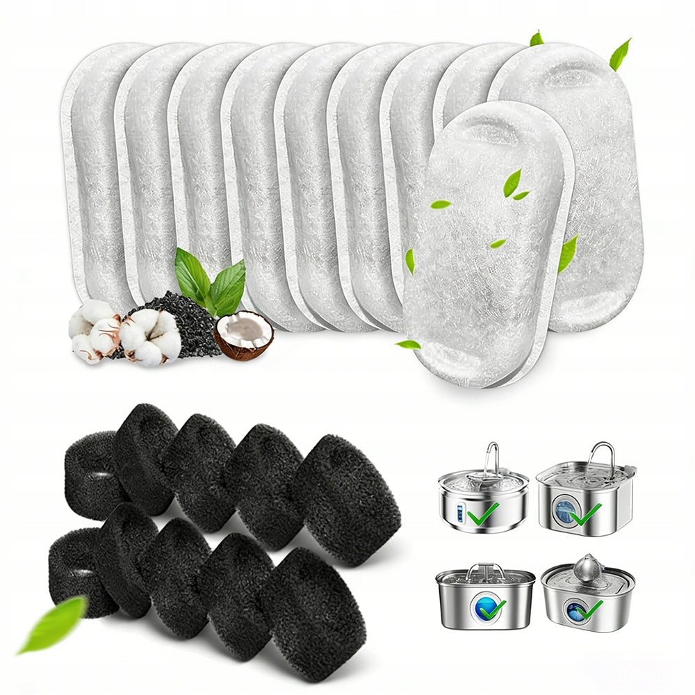 10x REPLACEMENT FILTERS FOR CAT FOUNTAINS | BLACK SPONGE ROUND SET
