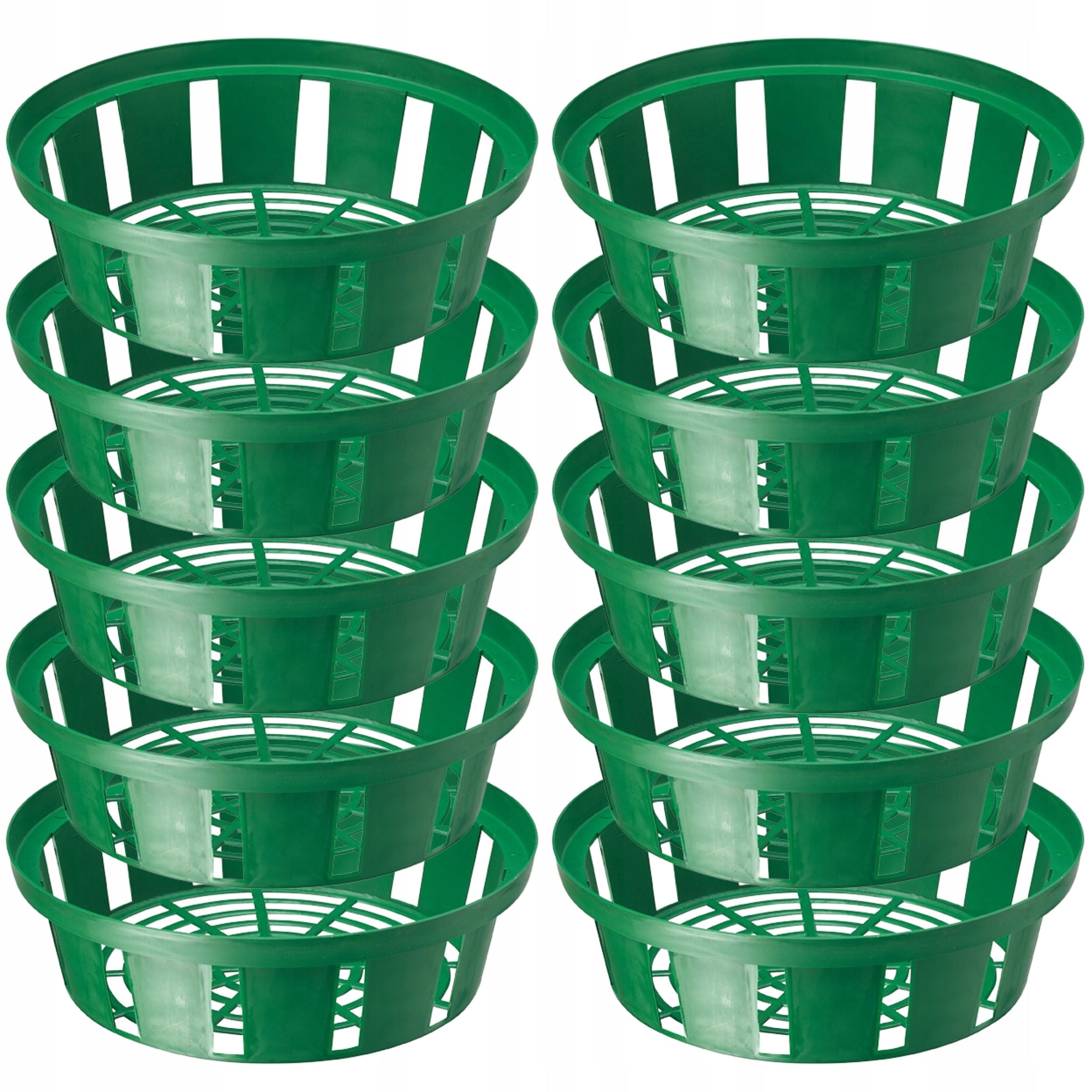 10x Round basket for bulbs 18cm Planting cover Color green