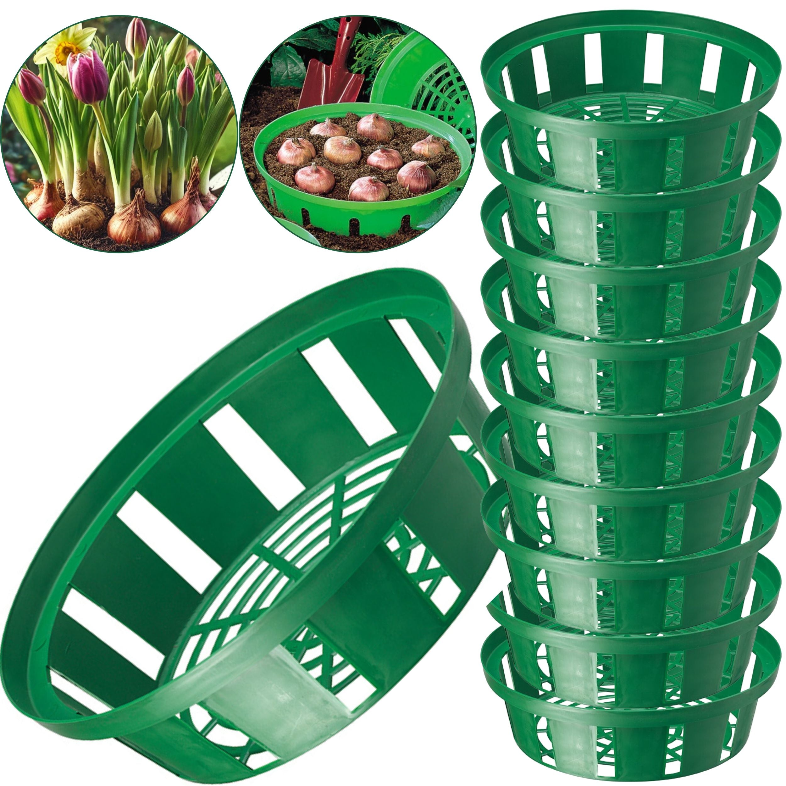 10x Round basket for bulbs 18cm Planting cover