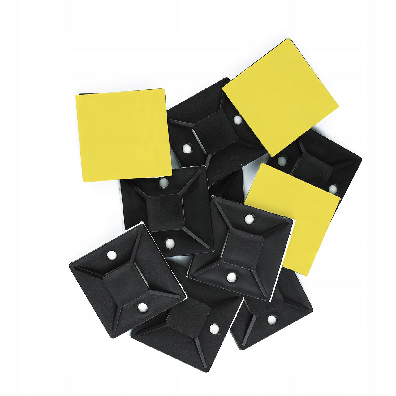 10x SELF-ADHESIVE CABLE ORGANIZER TRITITE HOLDER GLUE 40x40mm Color black
