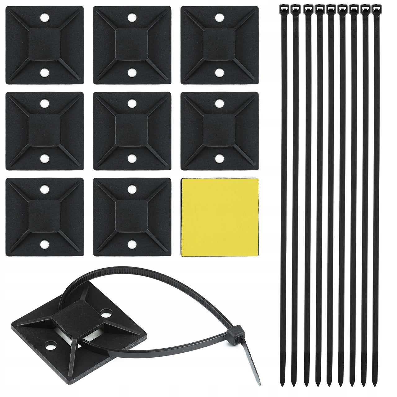 10x SELF-ADHESIVE CABLE ORGANIZER TRITITE HOLDER GLUE 40x40mm