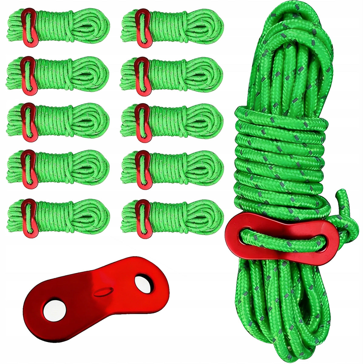 10x TENT CABLE TENSION SET with tensioner regulator,reflective