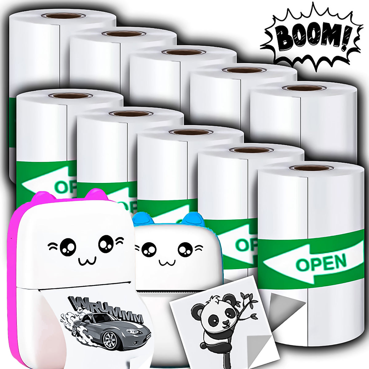 10x THERMAL PAPER SELF ADHESIVE ROLLS FOR PRINTER PRINTING Packaging status original