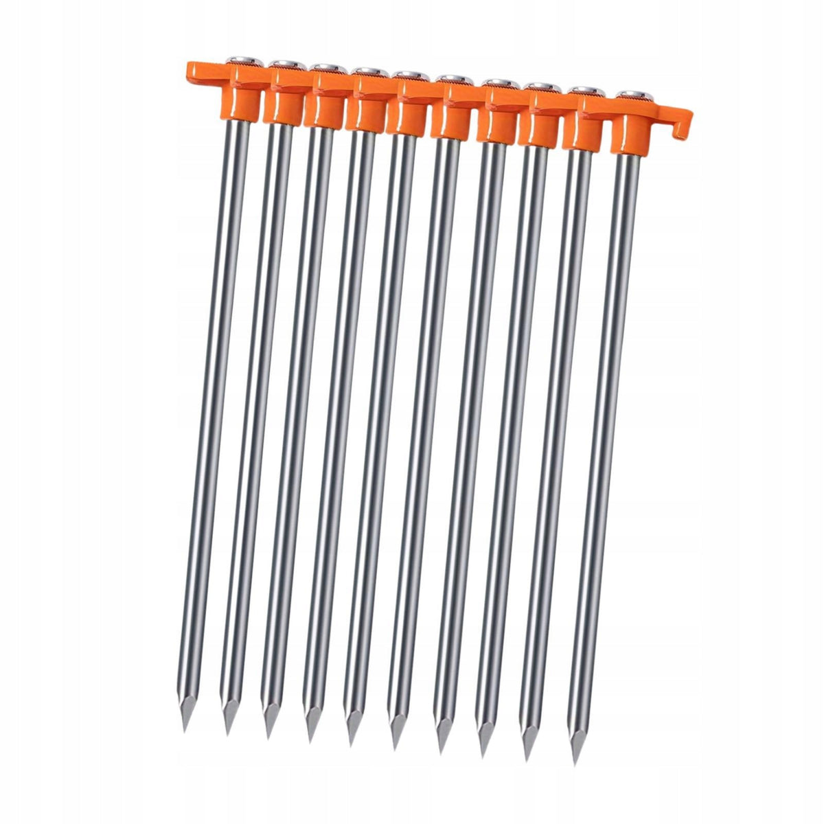 10x Tent Stakes Galvanized Steel Easy Installation Heavy Duty Metal Orange