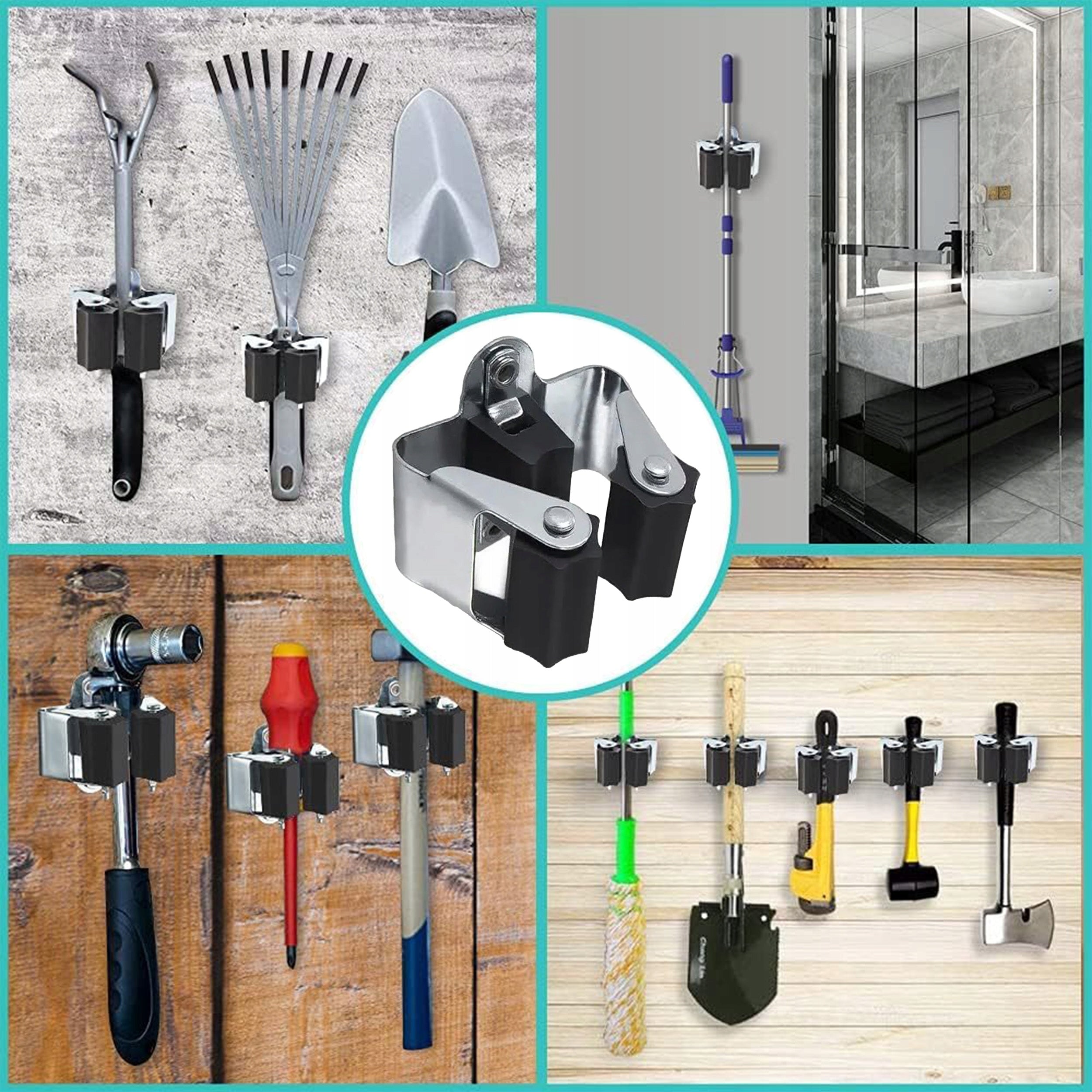 10x WALL HANGER HOLDER FOR TOOLS BROOM MOP RAKE HANGERS SET Packaging status original
